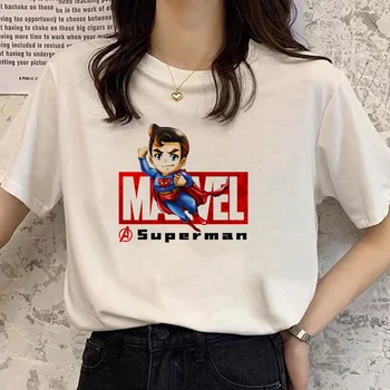 Moda MARVEL T-Shirt de Homem de Ferro Impressão Mulheres Tshirt Estética Harajuku de desenhos animados Manga Curta Feminino Roupas de Dropship