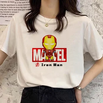 Moda MARVEL T-Shirt de Homem de Ferro Impressão Mulheres Tshirt Estética Harajuku de desenhos animados Manga Curta Feminino Roupas de Dropship