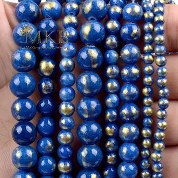 4 6 8 10 mm BlueTurquoises Jades Grânulos de Pedra Natural bolinhas Para Fazer Jóias Diy Pulseira, Colar de Acessórios de 15