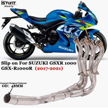 Motocicleta completa, Sistema de Escape Frente Meados de Ligação Tubo de Deslizamento Para SUZUKI GSXR1000 GSXR1000R GSX-R1000R 2017-2021 de Aço Inoxidável