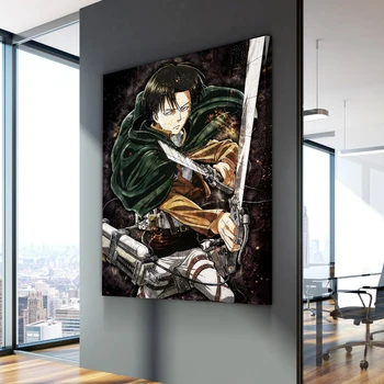 HD de Impressão Levi Pôster Arte de Parede Ataque Titan Tela de Pintura, Decoração de Quarto de Cabeceira de Fundo Moderna e Modular Anime Imagem