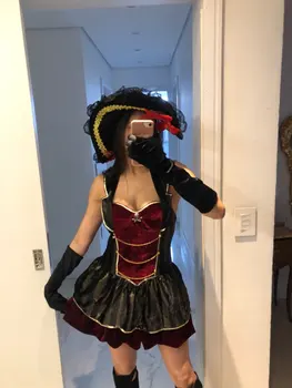 S-XXL Fantasia de Pirata Mulheres Adultos Halloween Fantasias de Carnaval Fantasia Vestido de Fantasia Piratas Roupas