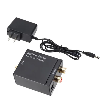 DAC Adaptador Digital para Analógico de Áudio, Conversor de Fibra Óptica Toslink Sinal Coaxial para RCA R/L Decodificador de Áudio Amplificador