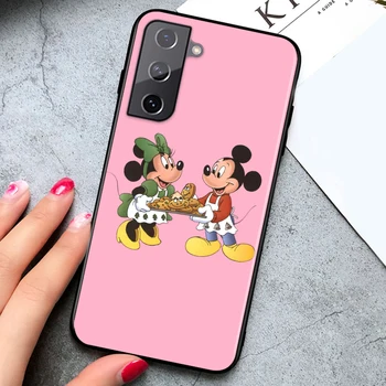 Mickey Mouse Moda à prova de Choque Soft Cover para Samsung Galaxy S20 S21 FE Ultra Lite S10 5G S10E S9 S8 Plus Preto caixa do Telefone