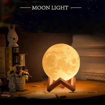 DIODO emissor de Impressão 3D Galaxy Noite de Lua Lâmpada Usb Criativas de Decoração de Casa de Amante Kinderen Dom Quarto de Cabeceira Decoração de Luzes de Fadas Alcorão