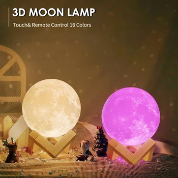DIODO emissor de Impressão 3D Galaxy Noite de Lua Lâmpada Usb Criativas de Decoração de Casa de Amante Kinderen Dom Quarto de Cabeceira Decoração de Luzes de Fadas Alcorão