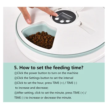 Pet automática Alimentador de Rosca 6-Refeição Gato Cão Tigela com Temporizador Programável LCD de Alimentos Dispensador com Música Lembrando o Controle da Parcela