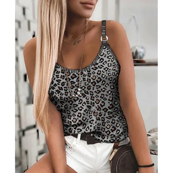 2021 Novas Mulheres Funda Leopard Impressão de Camuflagem Tops Sexy Elástico Colete de Mulheres T-shirt sem Mangas Menina Partido Clube Halter Camisole