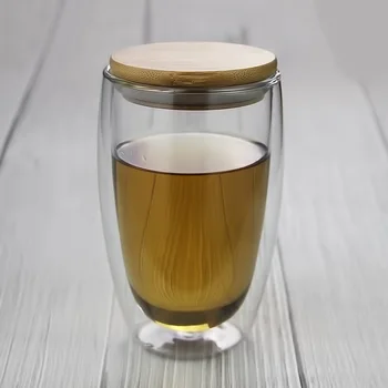 250ml de parede Dupla de vidro isolado caneca de café com tampa transparente de leite copa do conjunto de largar resistente a copa Europeia estilo copo de água