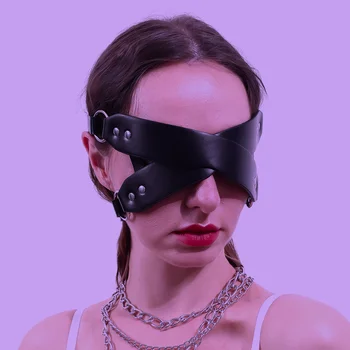 2021 Preto PU Couro Venda Máscara de Olho Misterioso Rebites Máscara de Cosplay Festa Exótica Acessórios Adultos Sexy Brinquedos Para as Mulheres