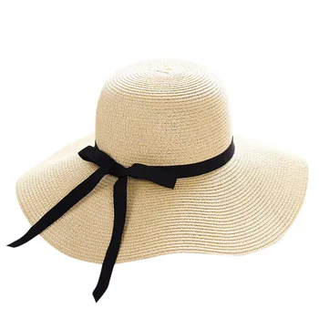 Simples Dobrável Aba Larga Disquete Meninas do Chapéu de Palha do Chapéu de Sol de Praia as Mulheres de Verão Chapéu Uv Protege de Viagem Cap Senhora Cap Fêmea #YJ