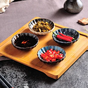 Japonês Retro Flores Pequenas Placas De Cerâmica Sushi Lanches Pratos De Cozinha Vinagre Tempero Pires Doméstico Fabricação De