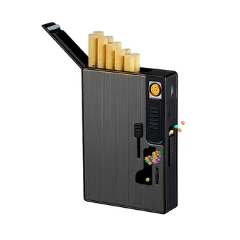 Nova Tabaco Esferas Titular do Cigarro de Filtro mais leve Cápsula para o Cigarro Caso Permeável USB de Isqueiro do Grânulo Pusher Presente