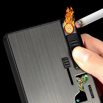 Nova Tabaco Esferas Titular do Cigarro de Filtro mais leve Cápsula para o Cigarro Caso Permeável USB de Isqueiro do Grânulo Pusher Presente