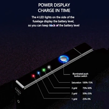 Duplo Arco mais leve Isqueiro Elétrico leve Toque de Indução à prova de Vento de Carregamento do USB do Metal Isqueiros de indicação de Potência