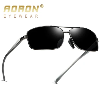 AORON Mens Óculos de sol Polarizados Homens Clássicos Retângulo de Óculos de Sol de Alumínio do Quadro de Magnésio UV400 Óculos