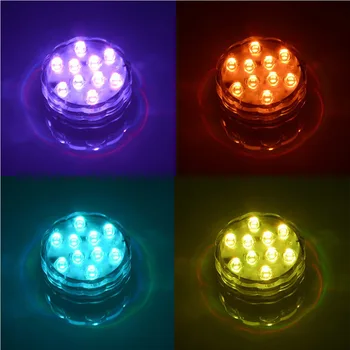10LED Controle Remoto RGB Luzes de Mergulho Subaquático Noite, as Luzes de Festa ao ar livre do Jardim Piscina Tanque de Luz da Decoração