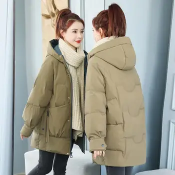 De algodão acolchoado jaqueta mulheres é de comprimento médio inverno 2021 novo estilo coreano solta casaco acolchoado casual senhoras acolchoado jaqueta X
