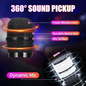 Bluetooth portátil com Microfone sem Fio, Karaoke Microfone Pro hi-fi de alto-Falante Longo período de Reprodução EQ design de chip com cor de Luzes da Fase de