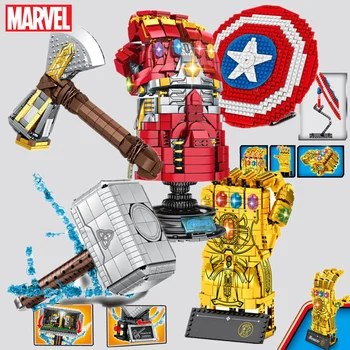 Novos VINGADORES da MARVEL Arma Brinquedos Thanos Thor, Homem de Ferro Infinito LUVA Luva Mjolnir Stormbreaker Construção de Bloco de Tijolo Criança