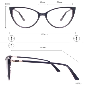 Olho De Gato Moda Feminina Acetato Completo Rim Óculos Com Mola Dobradiça Para Rx Miopia Leitura De Lentes Multifocais