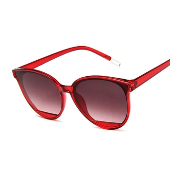 Novo Clássico Oval Vermelho as Mulheres de Óculos de sol Feminino Vintage de Luxo de Plástico da Marca do Designer de Olho de Gato de Óculos de Sol UV400 Moda