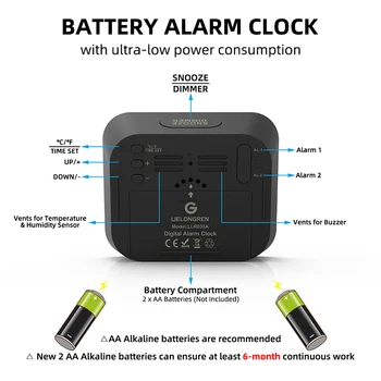 O LED da Bateria Operado Relógio Despertador Digital Para o Quarto Duplo Alarme Inteligente Com Dias úteis/ Fins-de-semana a Definição de Repetição de Viagem Pequena Clo L1