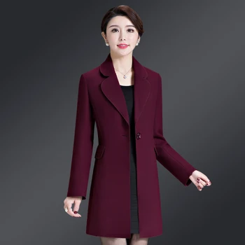Caramelo casaco de lã casaco de mulheres de metade do comprimento, estilo coreano nenhuma dupla face de lã casaco