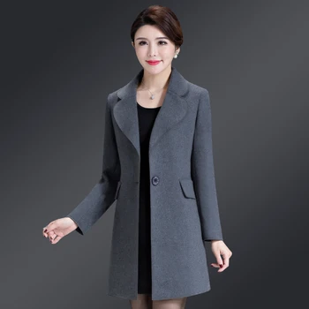 Caramelo casaco de lã casaco de mulheres de metade do comprimento, estilo coreano nenhuma dupla face de lã casaco