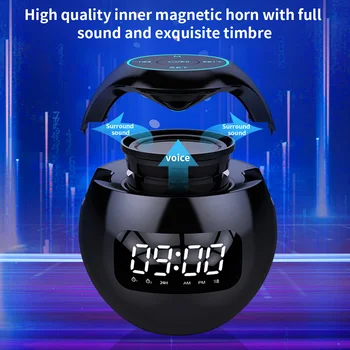 2021 Novo Mini de Bluetooth alto-Falante sem Fio Bluetooth caixa Som com Display de LED de despertar Relógio Despertador, Aparelhagem hi-fi, Cartão do TF MP3 reprodução de Música