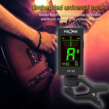FT-15 Afinador de Guitarra Violino, Ukulele Bass Universal Sintonizador Rotativo Cromática Clip do Sintonizador