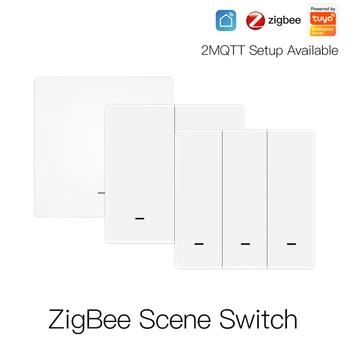 1-3 Gangue sem Fio Scene Switch Tuya ZigBee Interruptor de Botão de pressão Controlador Alimentado por Bateria Cenário de Automação para Tuya Dispositivos