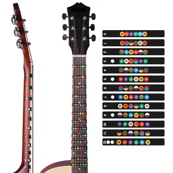 5 Estilos Coloridos e Clara Violão Notas Mapa Etiqueta Autocolante Braço Traste Decalques para 6 de Seqüência de caracteres Acústico, Guitarra Eléctrica