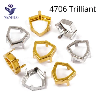 YANRUO 4706 Trilliant de Alta Qualidade K9 Garra de Cristal Com Pregos Para Strass K9 Metal Garras de Prata de Ouro Garras Para Weddind Vestido