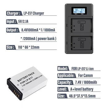 LPE17 LP E17 LP-E17 E17 Bateria+LCD USB Carregador para Canon EOS 200 250D M3 M5 M6 750D 760D T6i T6s 800D 8000D 77D Beijo X8i Câmara