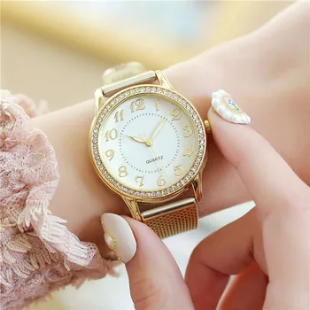 Relógios De Luxo Das Mulheres Relógio De Quartzo Do Aço Inoxidável Dial Casual Pulseira Pulseira De Relógio Relógios Relógio Feminino