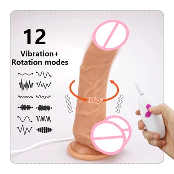 Vibrador Vibrador Para As Mulheres De Silicone Suave Aquecimento Rotação Realista Pênis 12 Velocidade De Vibração Estimulador Ponto G Feman Masturbador