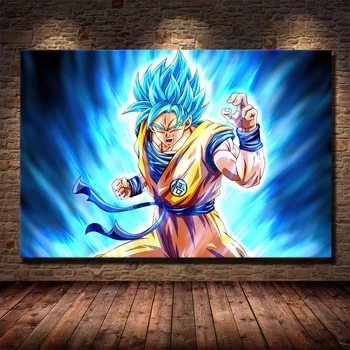 Decoração De Casa De Impressões Anime Goku Pintura Estilo Nórdico Imagens De Arte De Parede Modular De Lona Cartaz Moderno De Cabeceira De Fundo