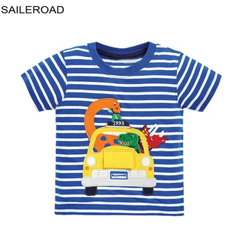 SAILEROAD Applique Aves Sinalizadores de Algodão de Criança Roupas de Bebê Meninas Tops Tees Crianças Stripe T-shirts