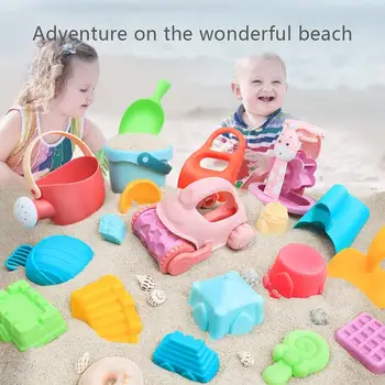 Borracha macia Praia de Brinquedo, Terno Bebê Verão de Praia Balde de Água Draga Para Crianças Pá de Areia Brinquedo G9J9