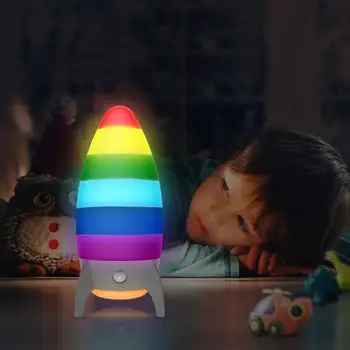 Lâmpada de cabeceira Foguete Lâmpada de Mesa Flashlighting Indução Noite de Alimentação Leite Lâmpada do Sono da Criança a Decoração do Quarto da Noite do DIODO emissor de Luz Para a Criança