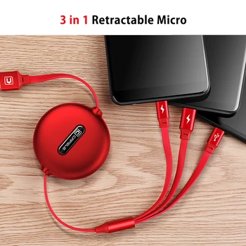 3 em 1 Retrátil Micro USB Tipo C Cabo de Carregamento para iPhone X XS Máximo de Sincronização de Dados USB Cabo para o Huawei P20 Xiaomi Samsung