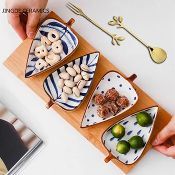 1 Conjunto De Estilo Japonês, Folhas Snack-Placas De Cerâmica Molho De Frutas Secas Prato Família Lanche Pratos De Louça De Suprimentos