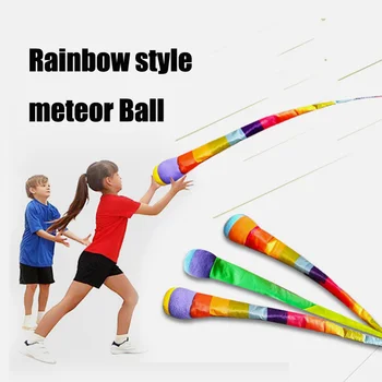 1Pc Lançar Mão de Meteoros Esfera de arco-íris da Fita de sacos de areia Sensorial Equipamentos de recreação ao ar livre Brinquedos para Crianças, Jogos de Desporto Garoto Crianças
