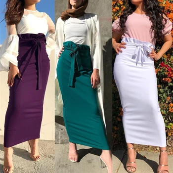 Plus Size Babados, Saias Faldas Mujer Moda Verão Abaya Dubai Muçulmano Longo Maxi Saia De Cintura Alta De Mulheres Jupe Longue Femme