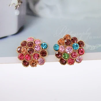 7 de flores coloridas cesta de ouvido, clip de moda rosa de ouro cz casamento brincos de presente de luxo jóias