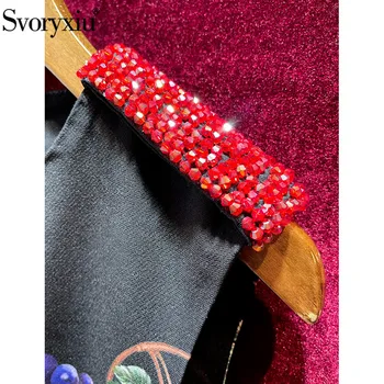 Svoryxiu 2021 Designer de Moda de Verão de Uva de Impressão Tanque de Curto Vestido das Mulheres de Cristal de Alta Qualidade de Diamante de Uma Linha de Mini Vestidos