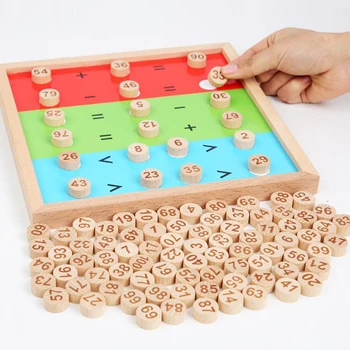 Madeira De Matemática Aprendizagem Brinquedo Montessori Centenas De Contagem Jogo De Tabuleiro Pré-Escolar