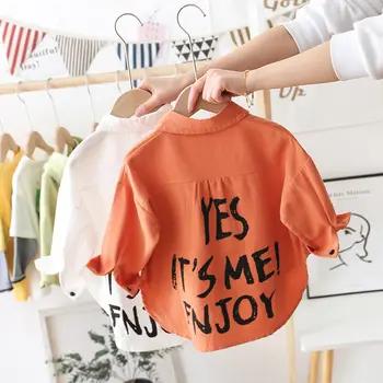 O bebê meninos camisas de manga comprida 2021 novo a primavera e o outono de Algodão impresso letras de roupas para crianças camisas de crianças tops