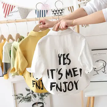 O bebê meninos camisas de manga comprida 2021 novo a primavera e o outono de Algodão impresso letras de roupas para crianças camisas de crianças tops